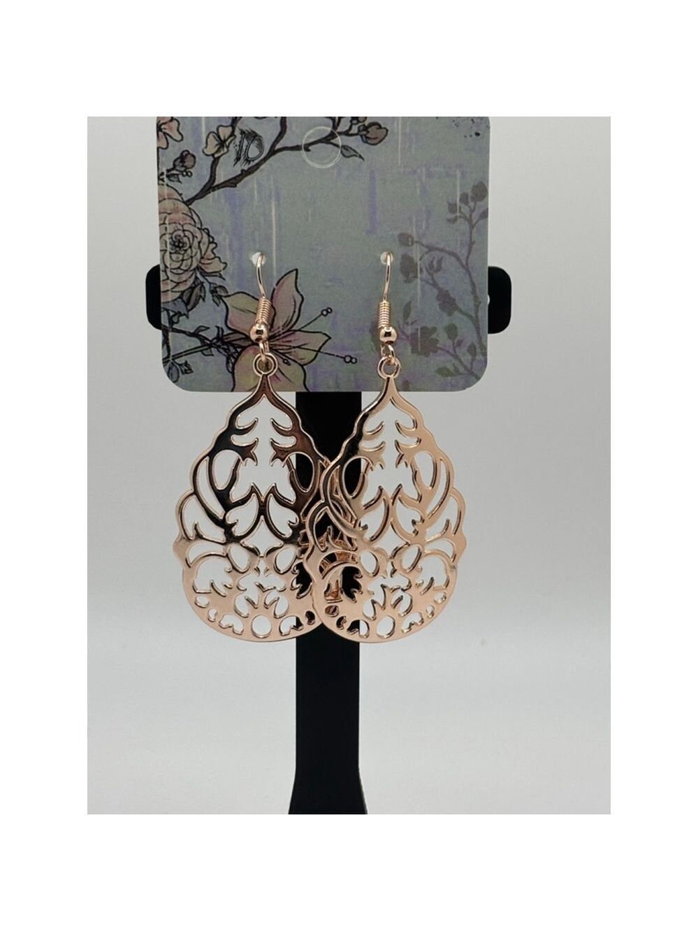 Rose Gold Filigree Teardrop Earrings- NWOT